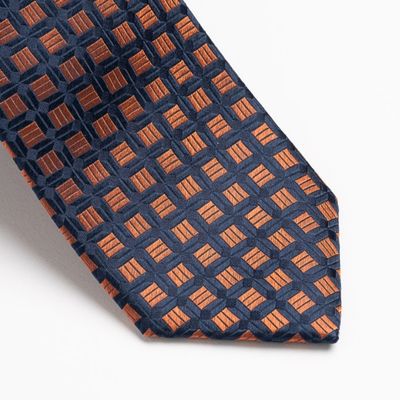 Cravatta misto seta fantasia a quadretti bicolore